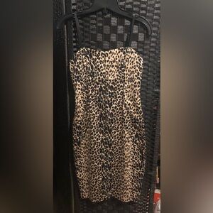 Forever 21 Leopard Print Strapless Dress - Tan and Black